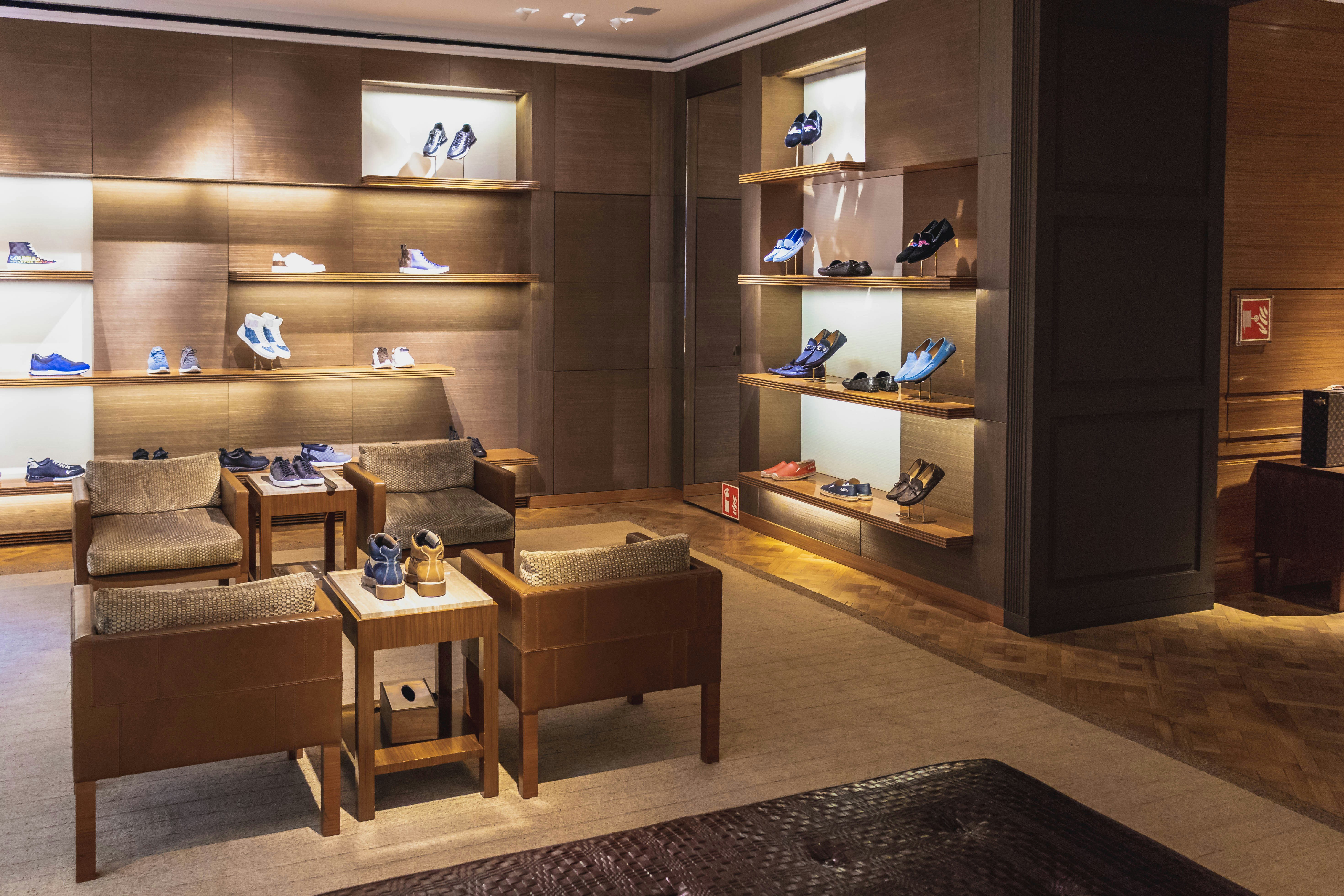 2.	A retail space designed by a contractor with shoes on display.