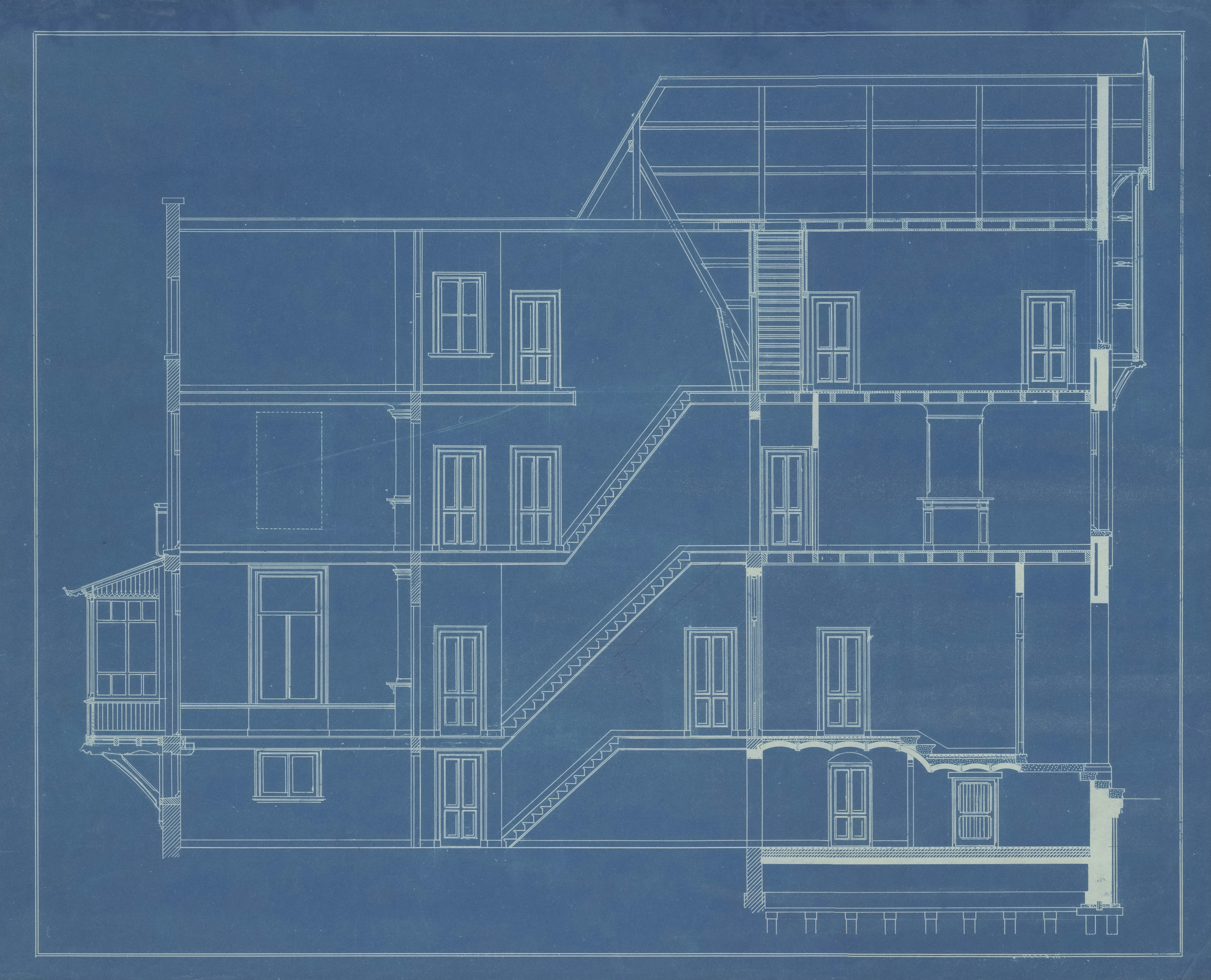 Architectural blueprint of a multi-story building